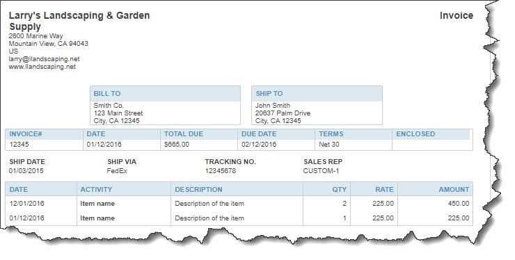 quickbooks 2015 invoice template