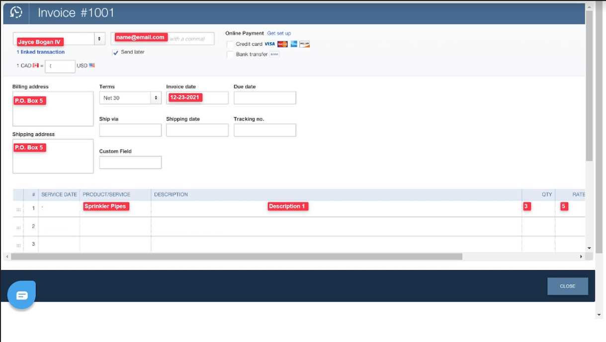 quickbooks automotive invoice template