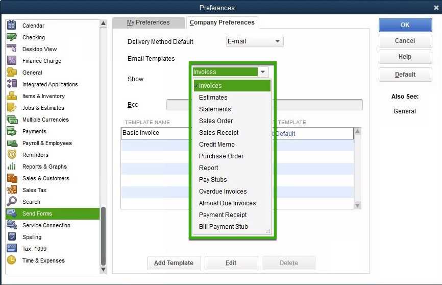 quickbooks multiple invoice templates