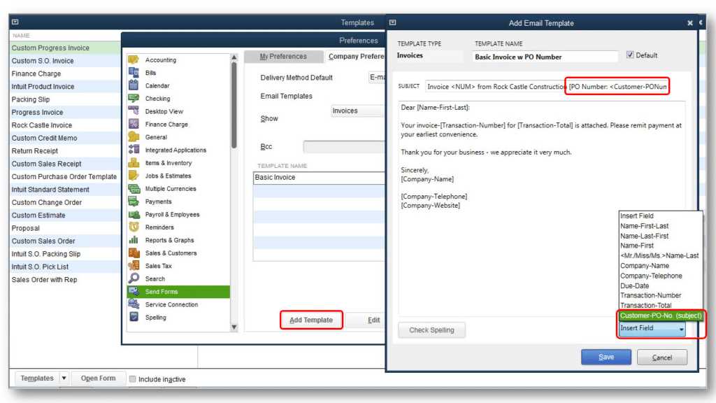 quickbooks progress invoice templates