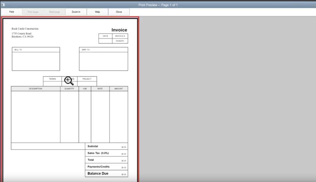 quickbooks sample invoice template