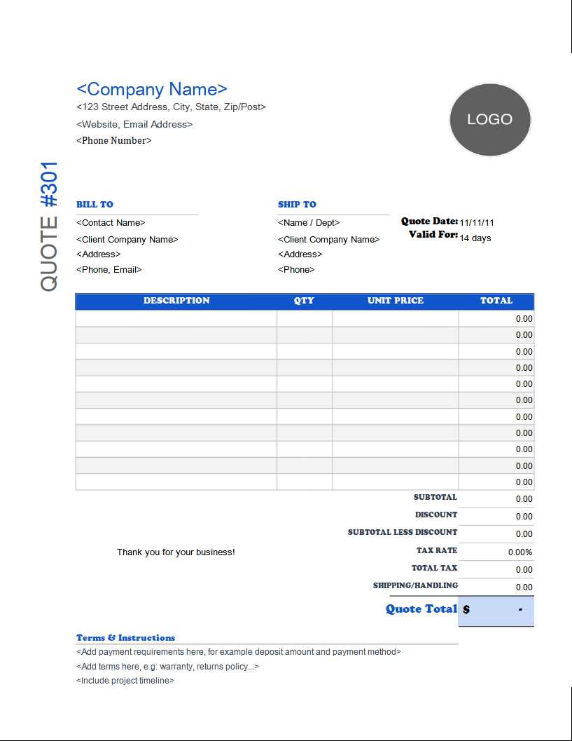 quote invoice template word