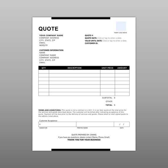 quote invoice template word