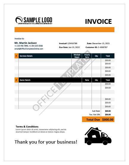 moving company invoice template