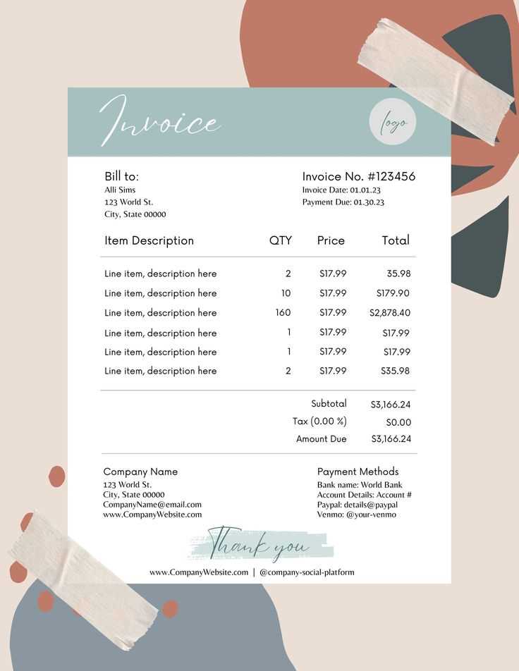 editable cute invoice template