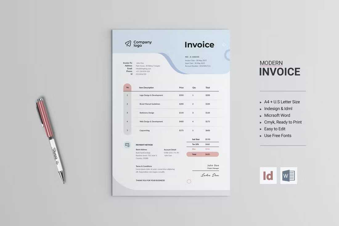 design invoice template illustrator