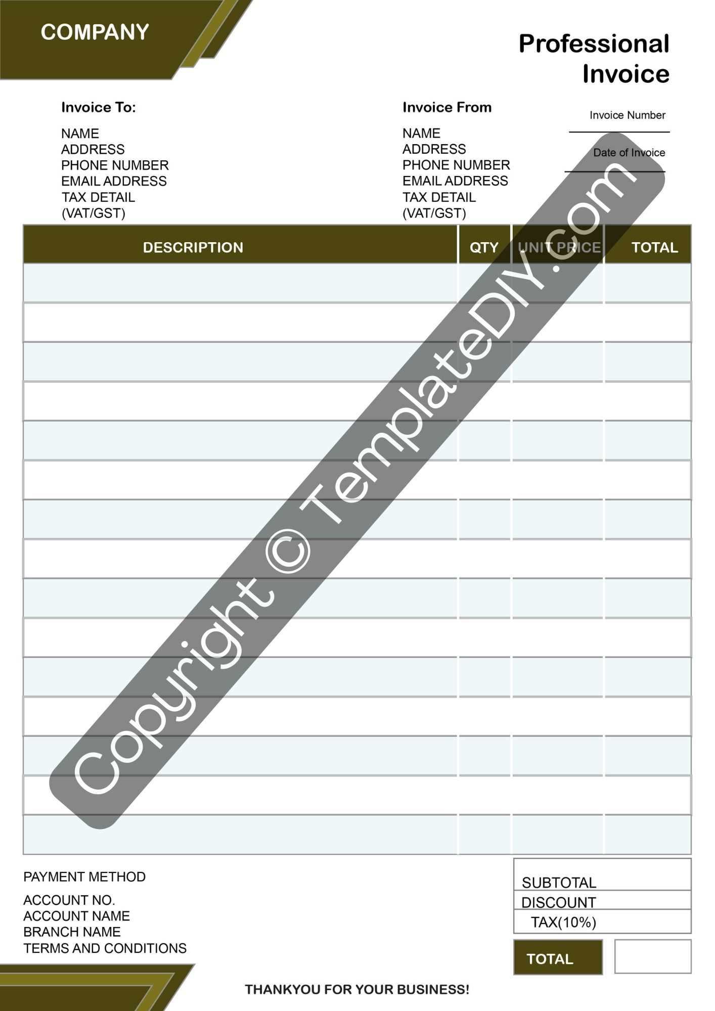 professional invoice template word