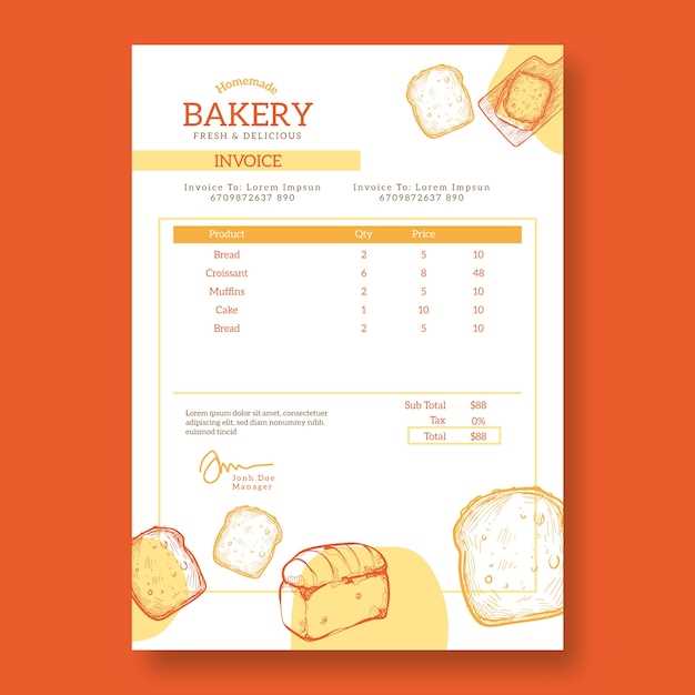 baking invoice template