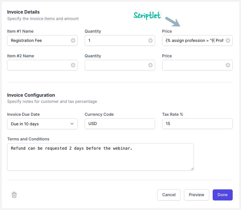 stripe invoice templates