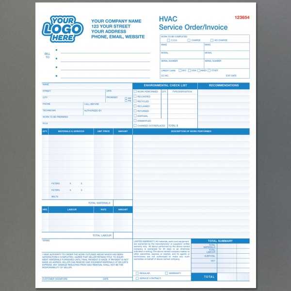 air conditioning repair invoice template