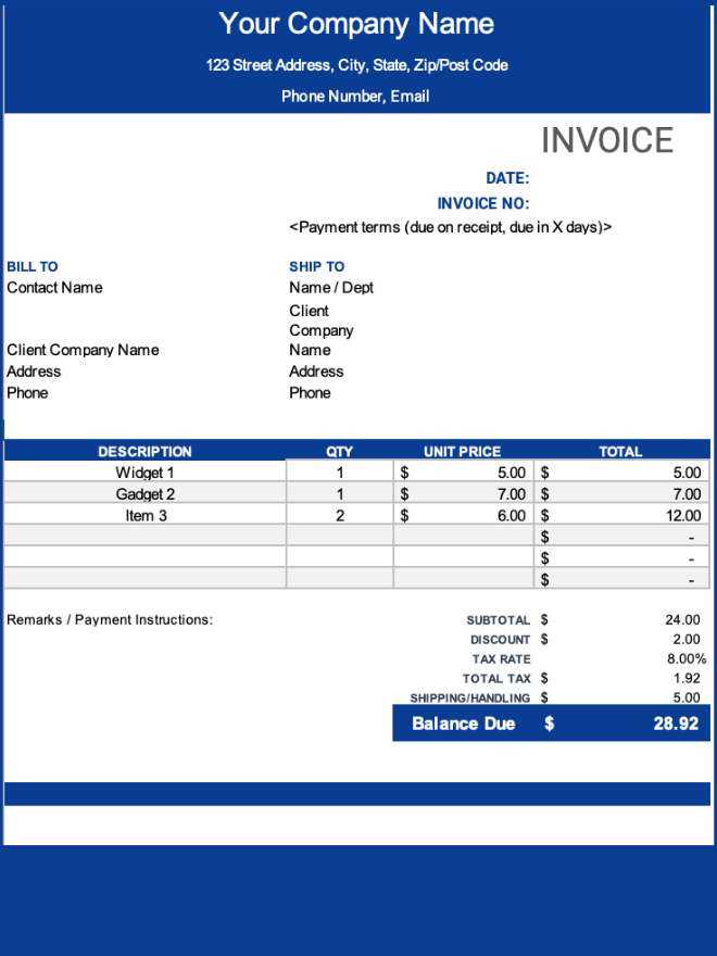 professional service invoice template