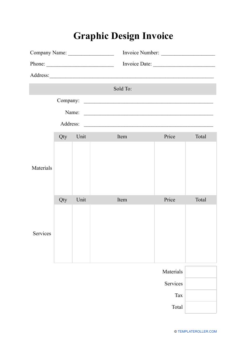 invoice template for graphic designer