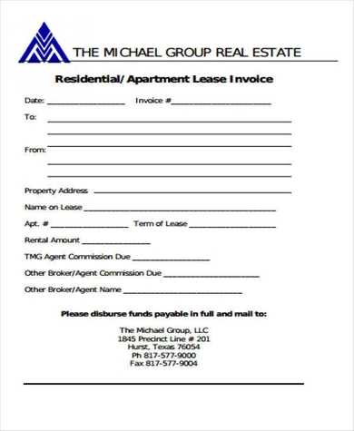 real estate agent invoice template