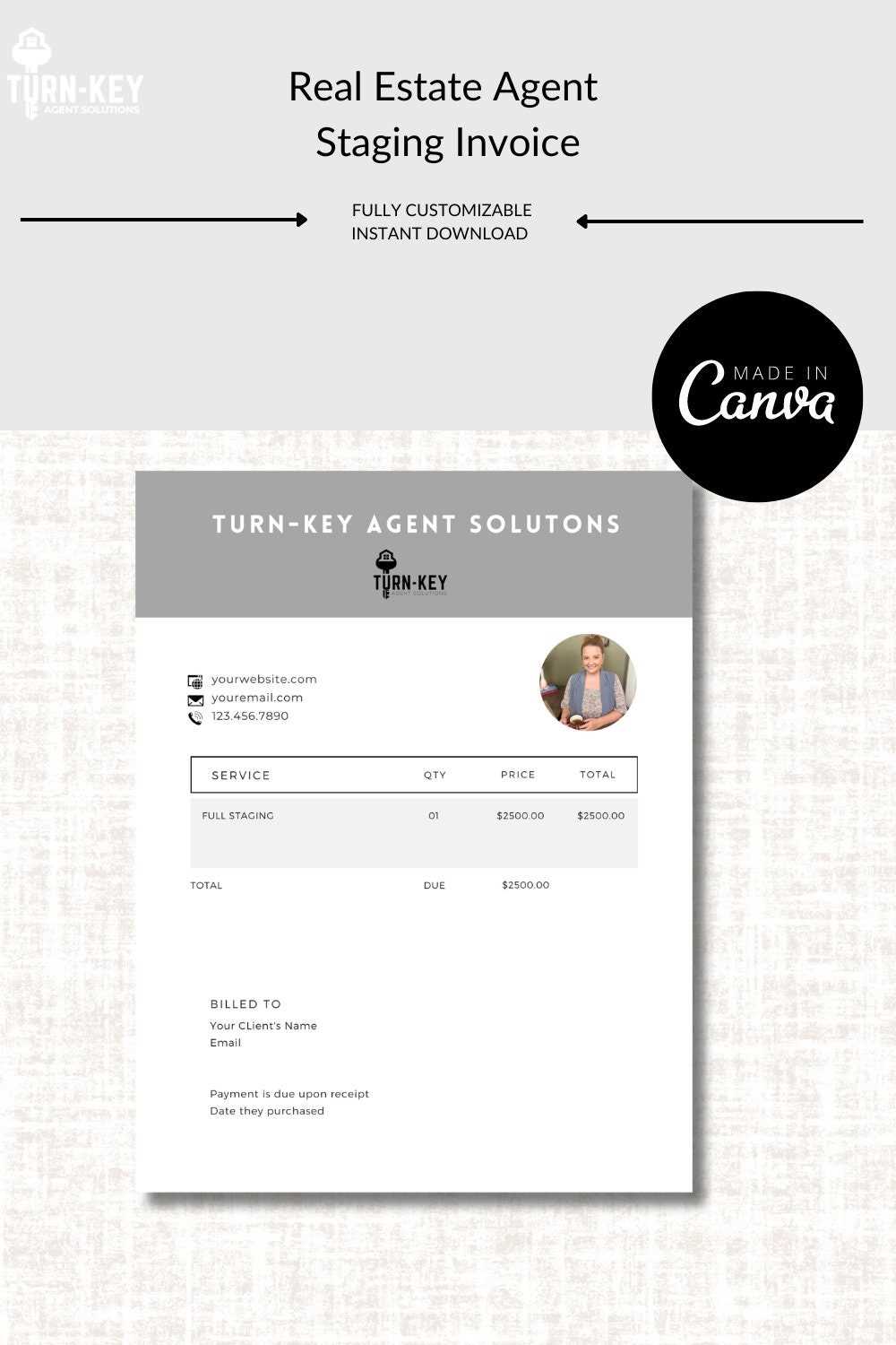 real estate agent invoice template