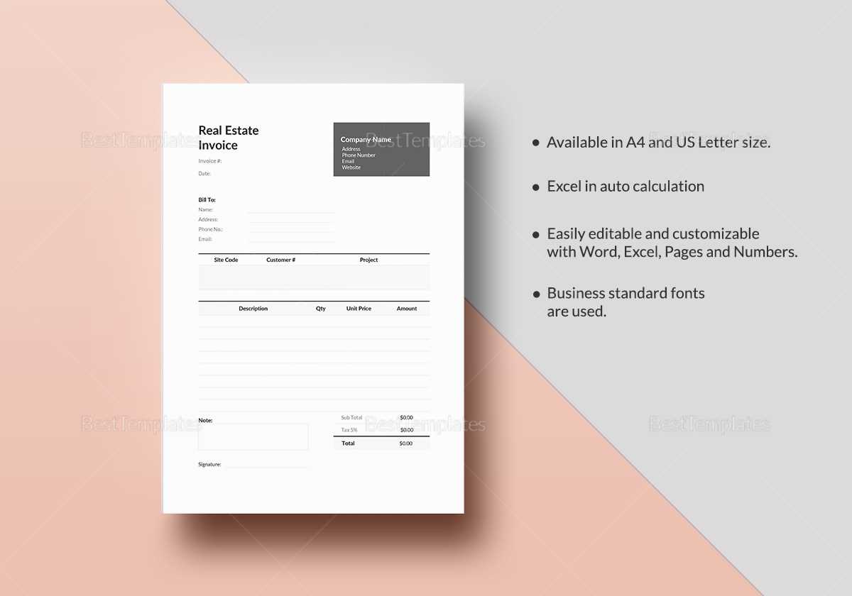 real estate commission invoice template