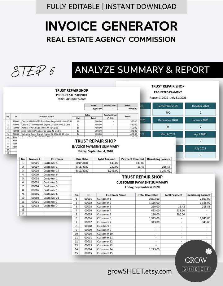 real estate commission invoice template