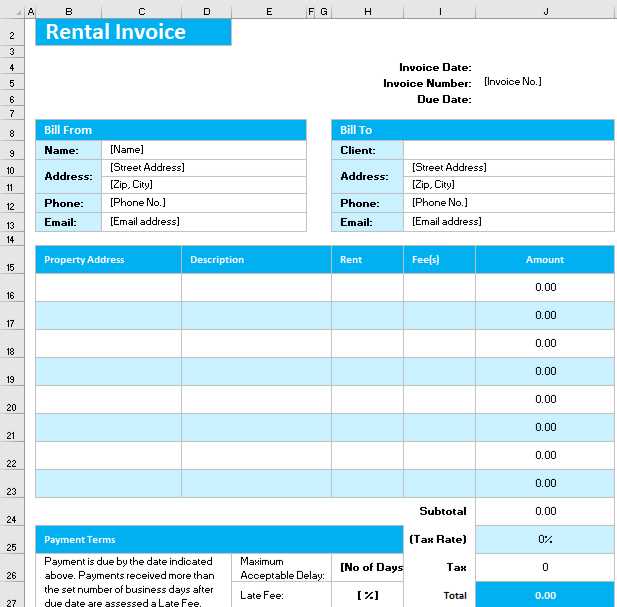 real estate rental invoice template