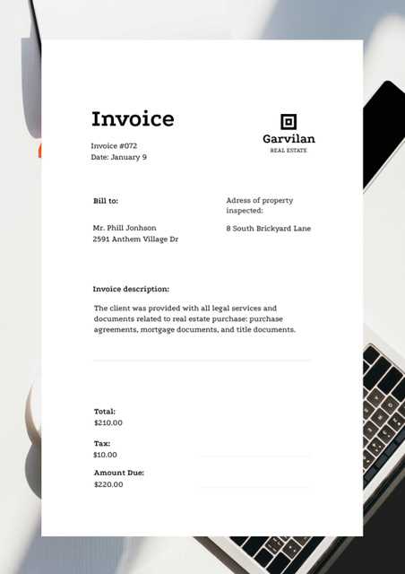 real estate tax invoice template