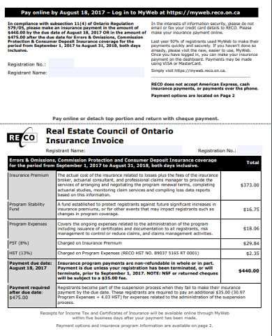 real estate tax invoice template