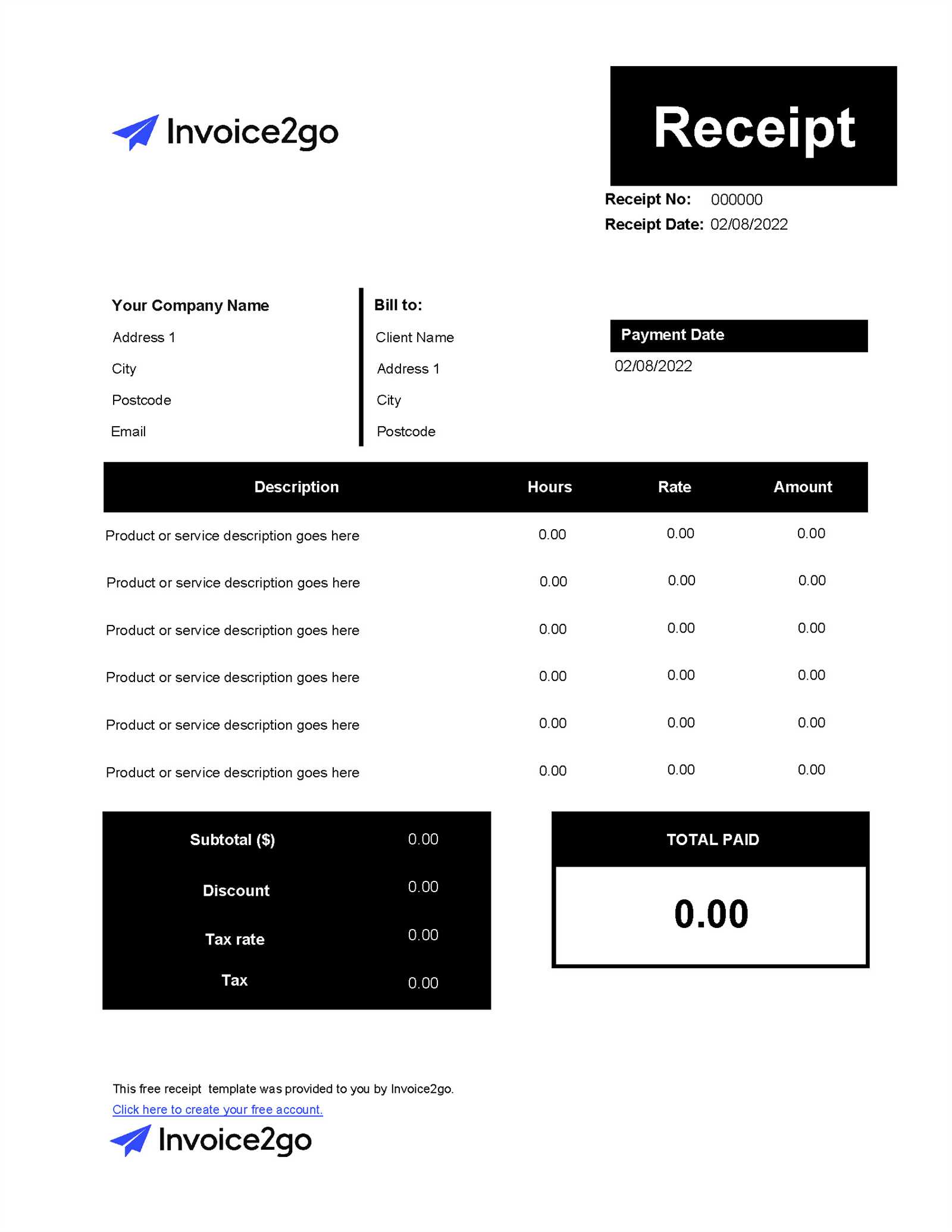 receipt invoice template