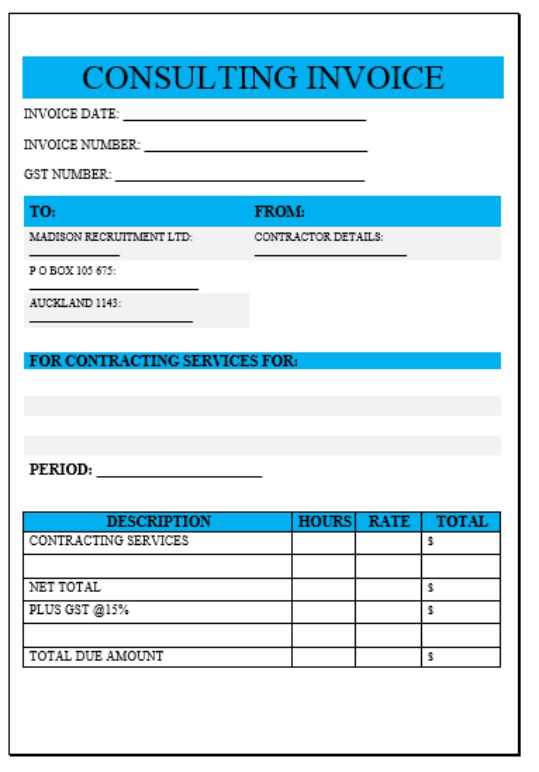 invoice template for consulting