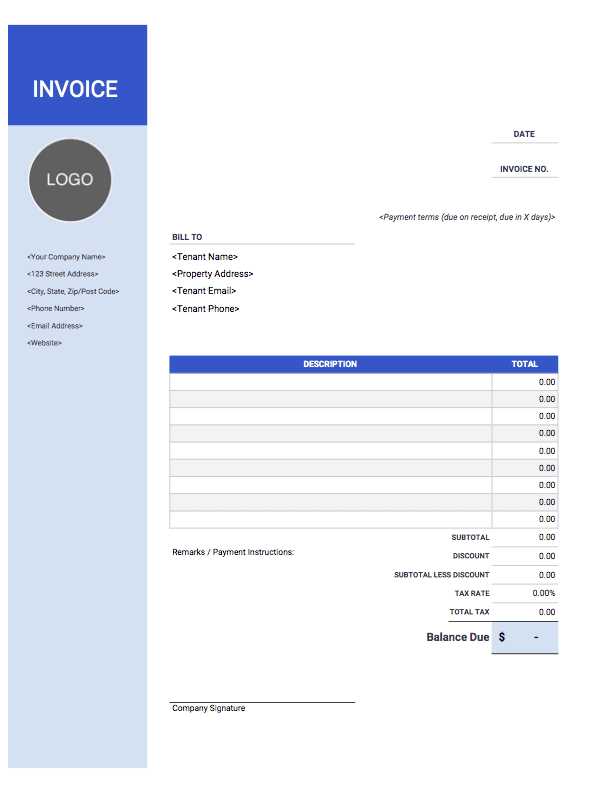 rental invoice template