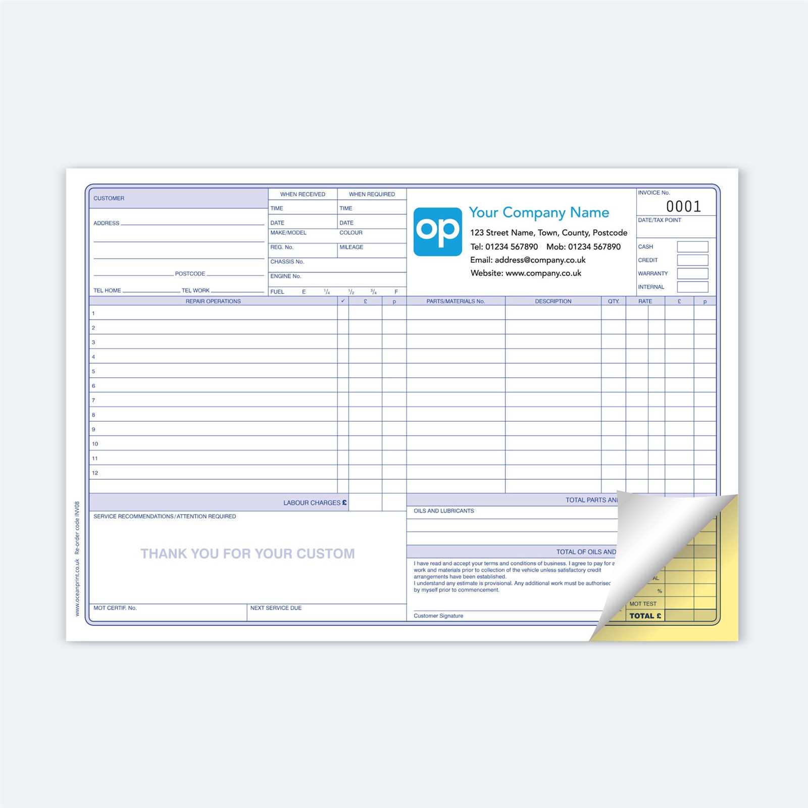 repair invoice template word