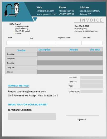 residential cleaning invoice template