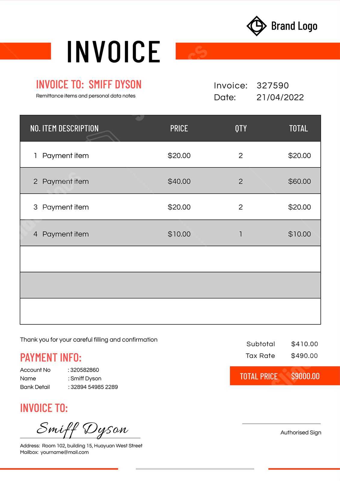 responsive invoice template