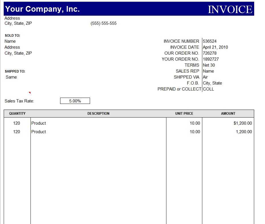 retail invoice template excel