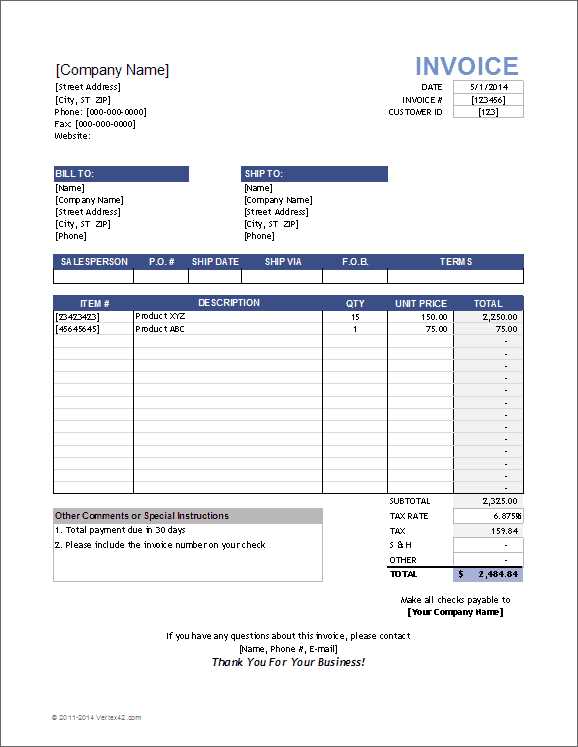 retail invoice template excel