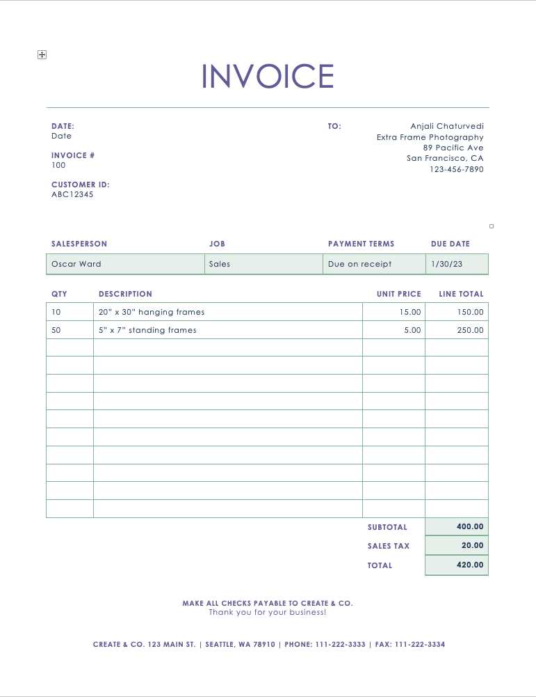 a5 invoice template