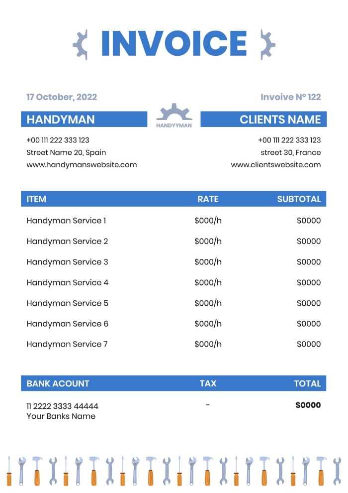 self employed electrician invoice template