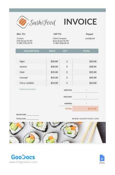 free restaurant invoice template