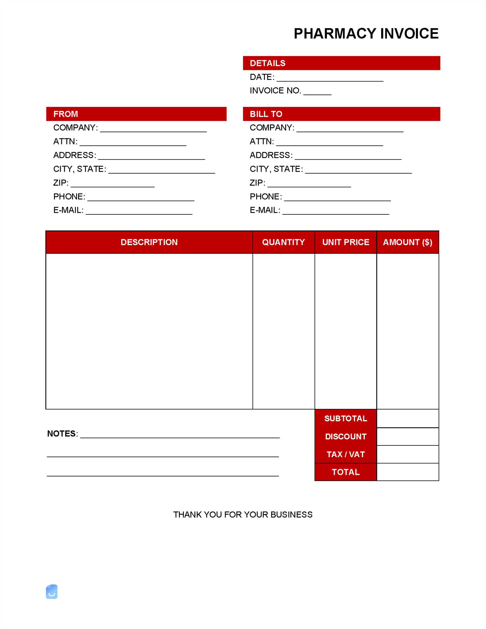 locum pharmacist invoice template word