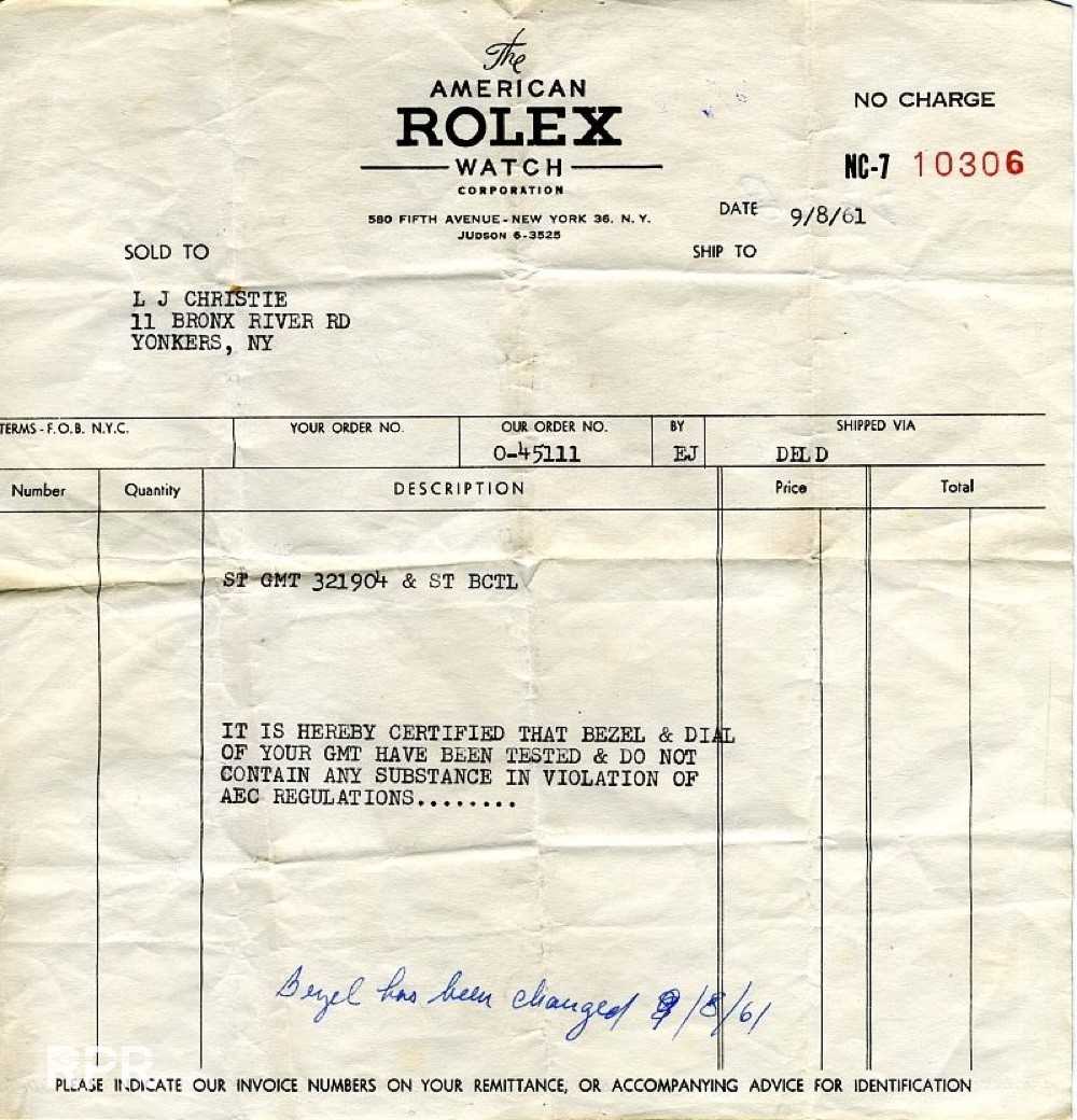 rolex invoice template