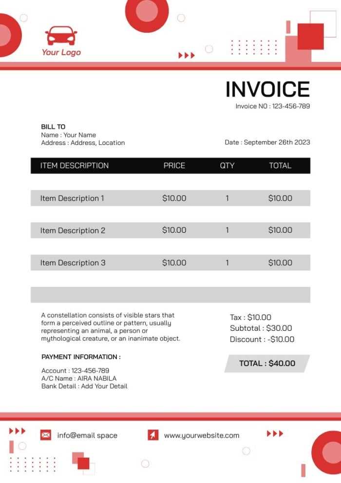 mechanic invoice template pdf