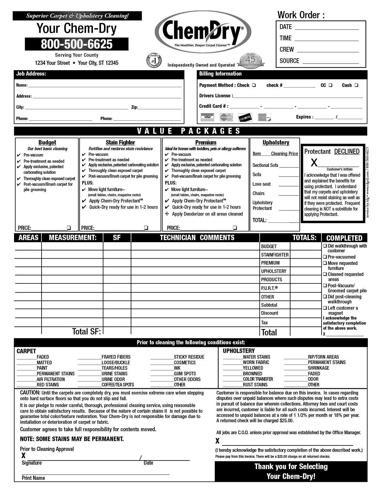 upholstery invoice template