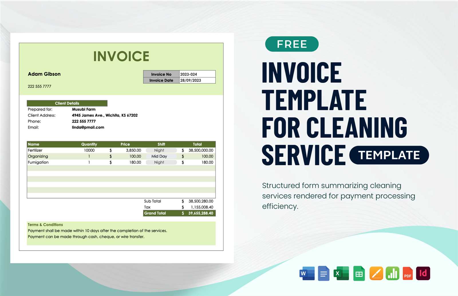 massage invoice template free