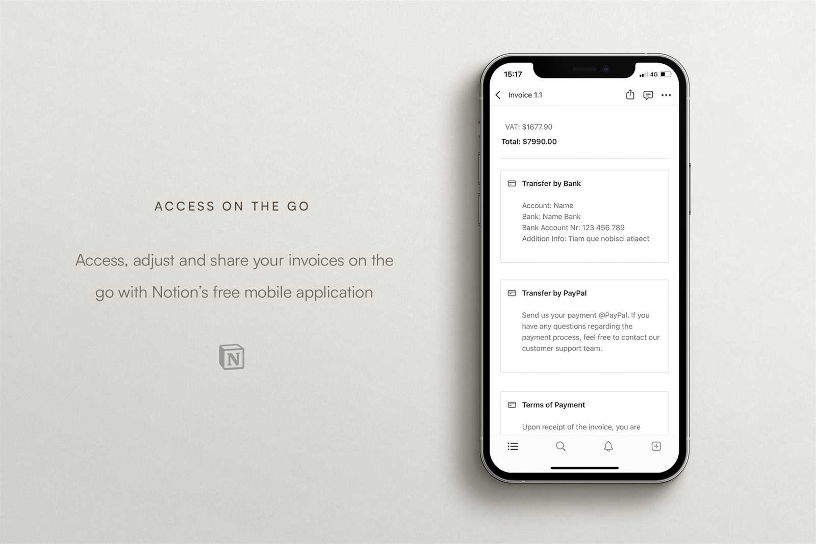 invoice template notion