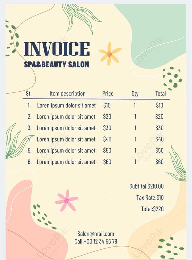 salon invoice template