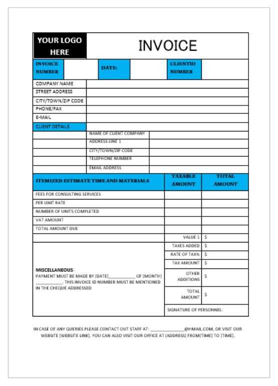 sample consulting invoice template