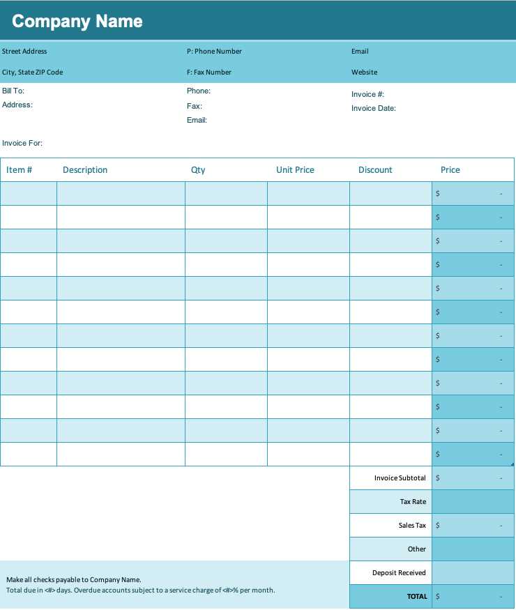 sample invoice template excel