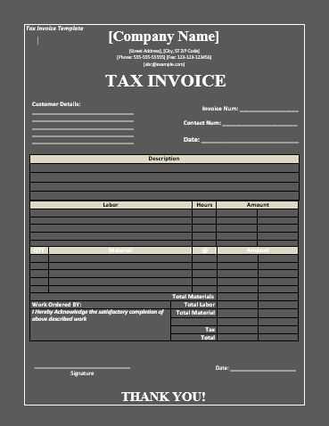 word tax invoice template