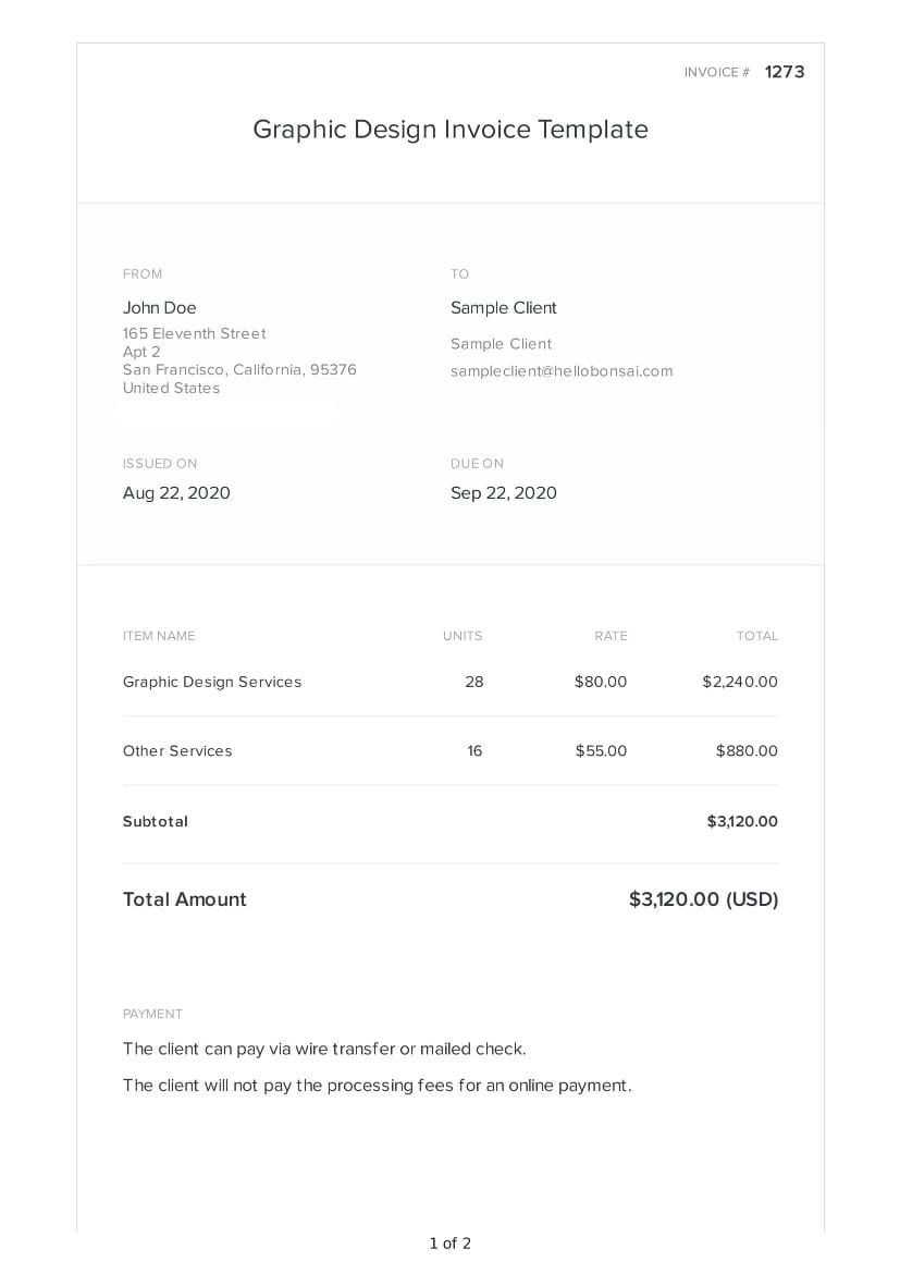 graphic designer invoice template