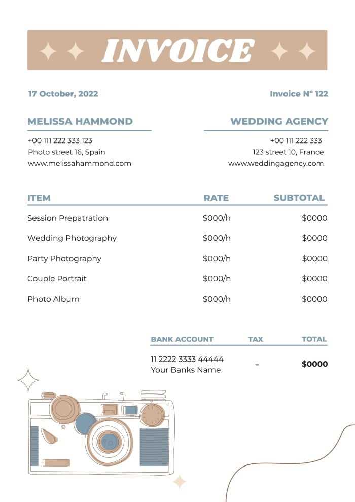 photography billing invoice template