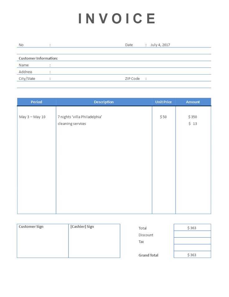 room rental invoice template