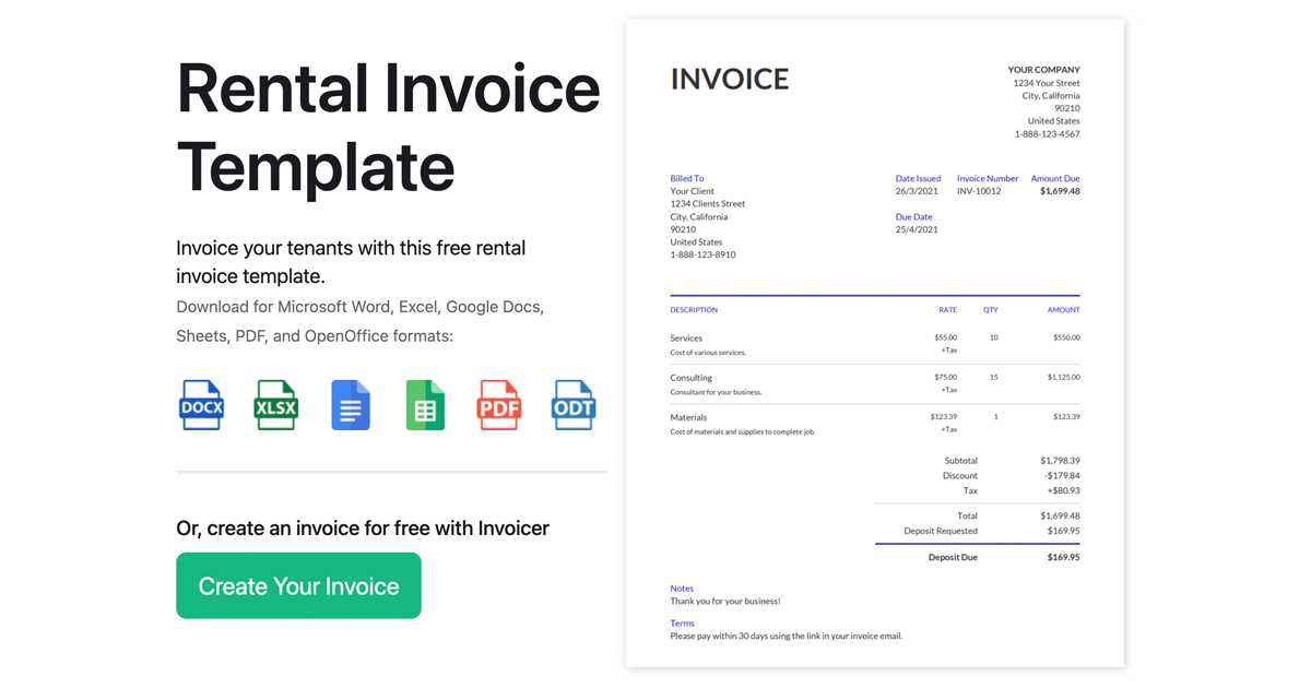 security deposit invoice template