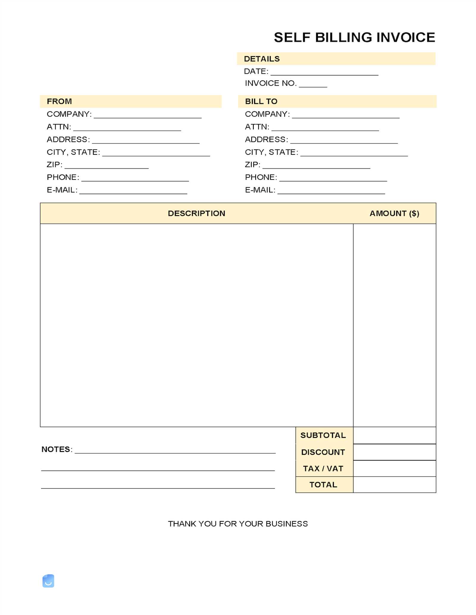 self billing invoice template excel