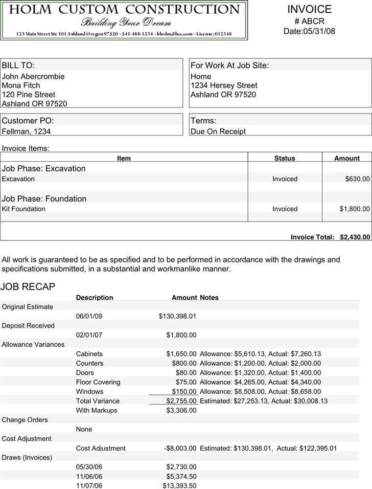 self employed invoice template canada